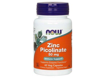 NOW Zinc Picolinate (Pikolinian cynku), 50 mg, 60 kapsułek roślinnych
