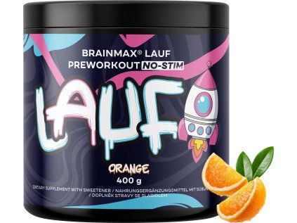 BrainMax LAUF® Preworkout, bez kofeiny, czerwona pomarańcza, 400 g