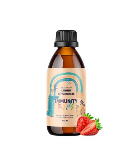 BrainMax Liposomalny kompleks witamin dla dzieci, wsparcie odporności, truskawka, 200 ml