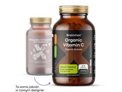 BrainMax Organic Vitamin C BIO Acerola, witamina C z Aceroli, 60 kapsułek roślinnych