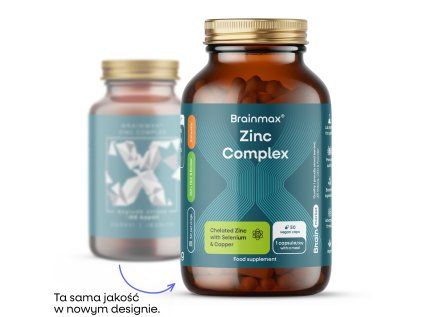 BrainMax Zinc Complex, Cynk, Selen, Miedź, Kurkuma, 50 kapsułek roślinnych