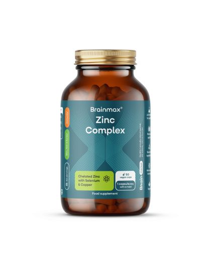 BrainMax Zinc Complex, Cynk, Selen, Miedź, Kurkuma, 50 kapsułek roślinnych