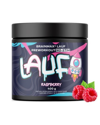 BrainMax LAUF® Przedtreningówka bez kofeiny, malina, 400 g